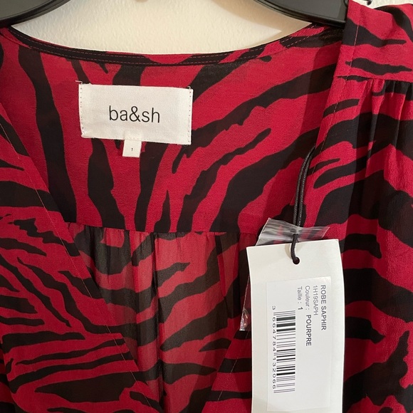 New Ba&sh Women's Red Saphir Wrap-effect Tiger-print Georgette Dress Small - Picture 9 of 13